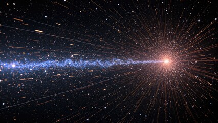 3D depiction of an uninterrupted, potent flow of energetic particles traversing a sustainable torus magnetic field, including singularity, gravitational waves, and spacetime phenomena
