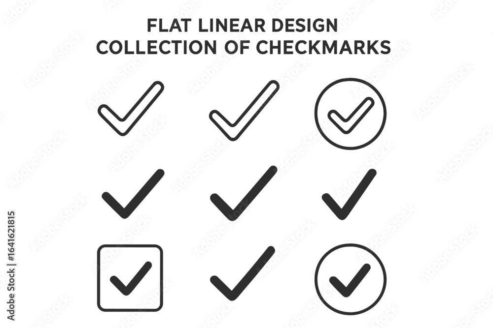 Aufkleber modern minimalist black checkmarks collection. flat linear vector icons for website ui, app interfac