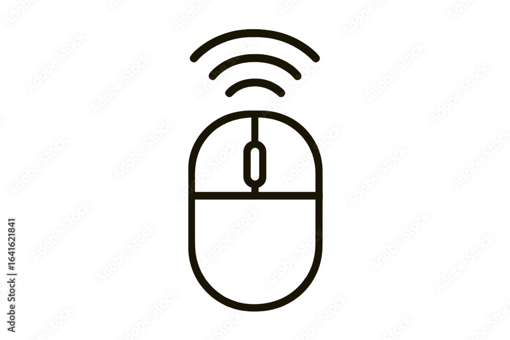 Aufkleber wireless computer mouse icon with signal waves. flat linear vector illustration. concept of technolo