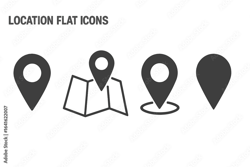 Poster location marker icons set. map pin vector collection. gps pointer symbols for navigation, travel, fi