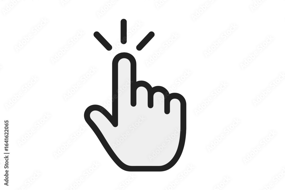 Poster mouse cursor click hand icon. pointing finger click gesture. computer pointer selection concept. vec
