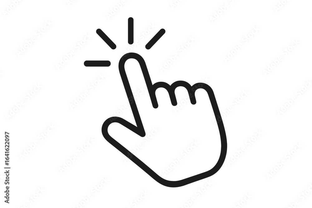 Poster click hand pointer icon. computer mouse click cursor. touch screen interaction symbol. pointing fing