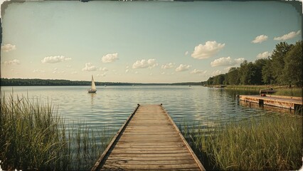 Obraz premium Scenic view of a large freshwater lake