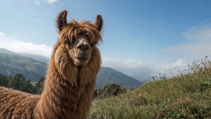 Obraz premium Close-up of a llama in its natural habitat