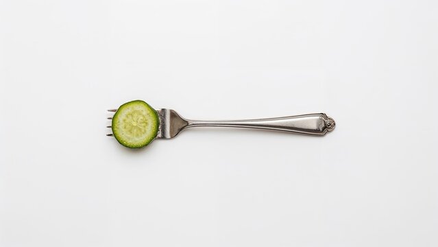 Spear with a tangy cucumber set on a clean surface