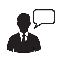 man with speech bubble silhouette