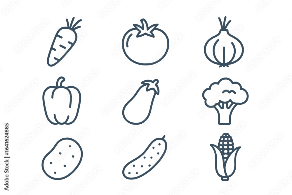 Poster set of conceptual office and management icons in flat linear vector style for websites, applications