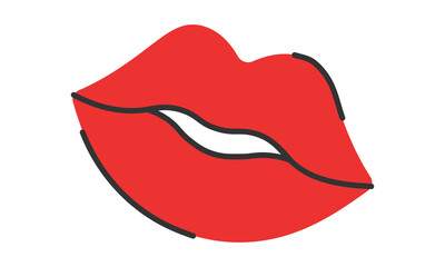 Kiss. Red lips. Happy Valentines day.