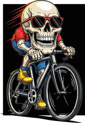 Cool Skeleton Riding Bicycle Vector Illustration
