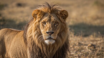 Lion (Panthera leo) in a remote African wildlife sanctuary