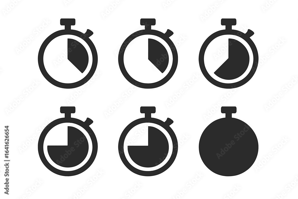 Poster timer icon set vector collection. stopwatch and clock symbols. countdown concept illustration. time 