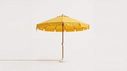 Bright yellow umbrella for the beach isolated on white