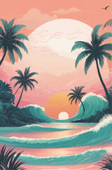 Fototapeta premium tropical beach with palm trees