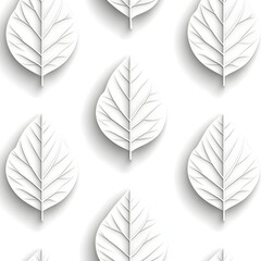 Obraz premium 3D Illustration White Leaf Pattern Background, Abstract Design