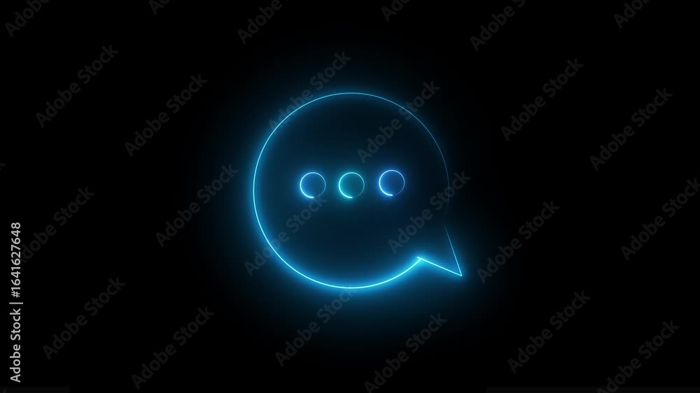 Poster neon glowing message box line icon animation text chat box sign symbol .digital chat notification li