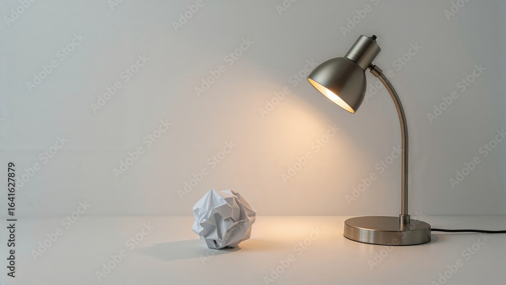 Poster thinking beyond limits shown with crumpled paper and a shining light bulb