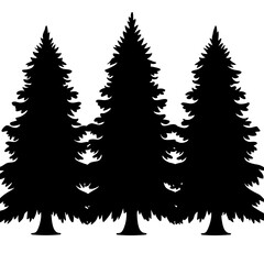 Obraz premium Illustration - Silhouette of Three Pine Trees