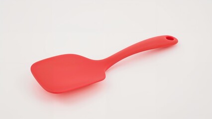 Cooking spatula made of rubber with a plastic handle displayed on white