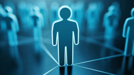 Concept of digital networking with glowing silhouette of people