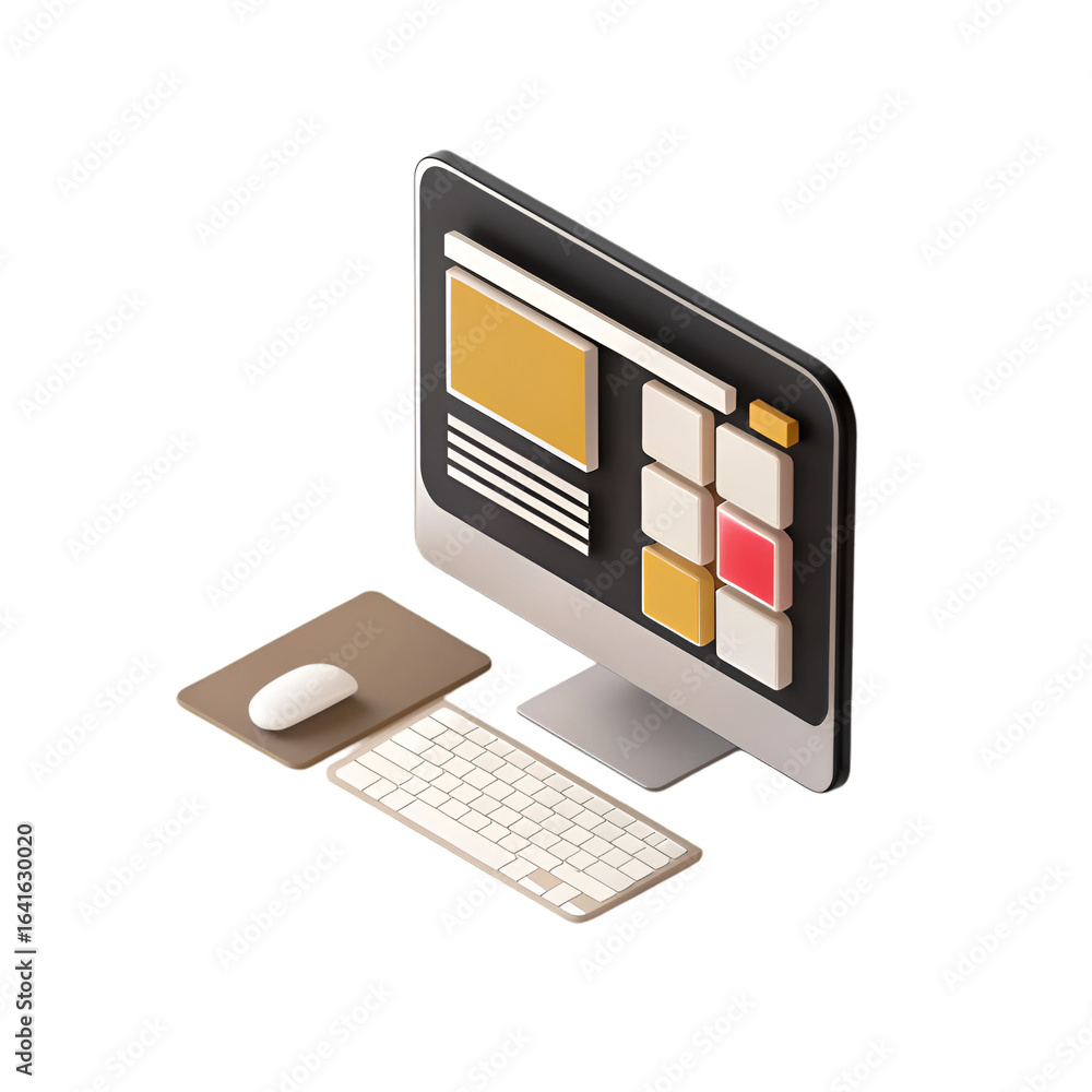 Poster innovative ai website builder 3d illustration representing automated site creation and digital desig