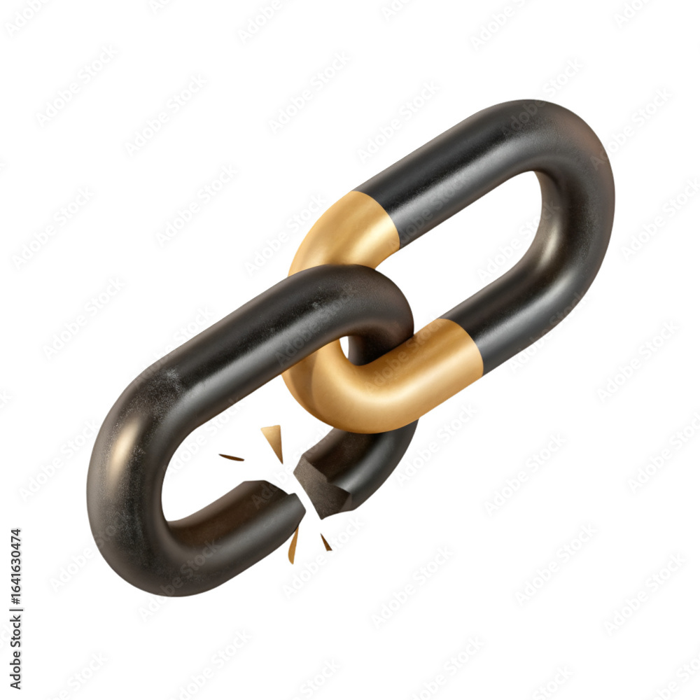 Poster clear broken link 3d illustration showing internet error and disconnected network visual concept in 