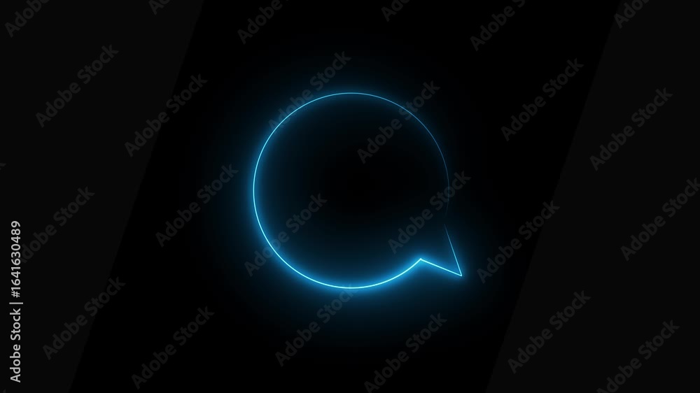 Poster neon glowing message box line icon animation text chat box sign symbol .digital chat notification li
