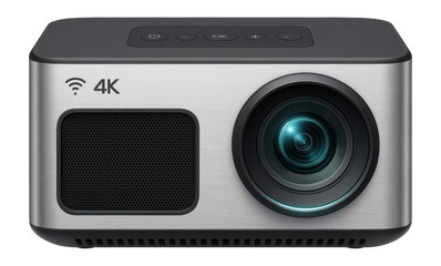 Wi-Fi 4K projector with an ultra-short throw lens and a brushed aluminum exterior