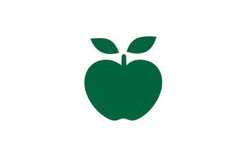 Illustration - Green Apple with Leaves, Simple Icon