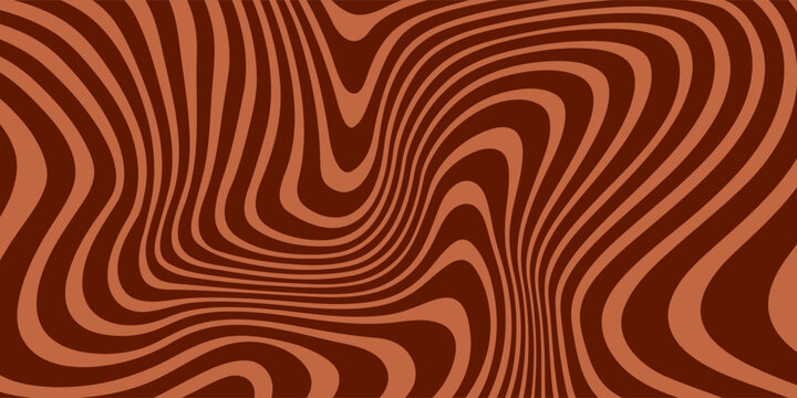 Retro coffee color background. Milk chocolate liquid dessert texture. Wavy swirl candy pattern for poster, cover, banner, pamphlet.