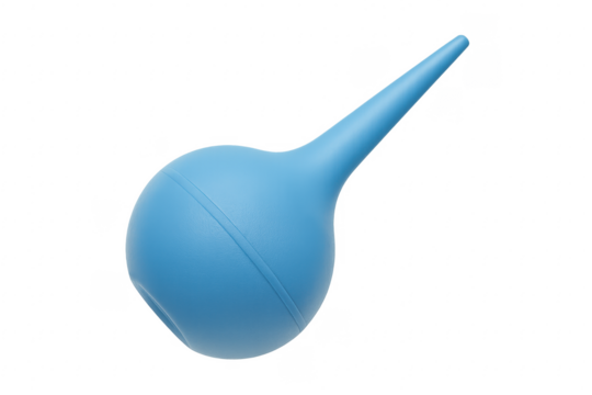 Blue rubber enema bulb syringe isolated on transparent background