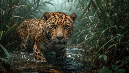 Big Cat Female Roaming the Pantanal Region