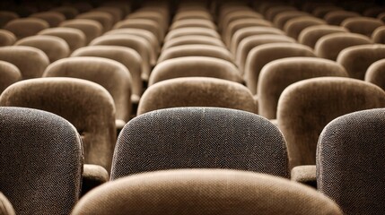 Obraz premium Rows of Empty Seats in Theater or Auditorium, Creating a Sense of Anticipation and Nostalgia