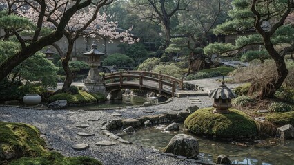 Serene Botanical Landscape with Eastern Style