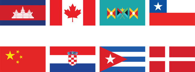 All national flags of the world with names - high quality vector flag.Collection of World flags on white background.
