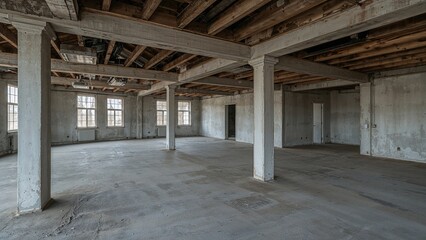 Apartment room interior in shades of gray without decoration