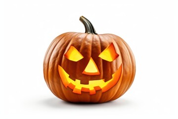 Fototapeta premium Glowing carved Halloween pumpkin