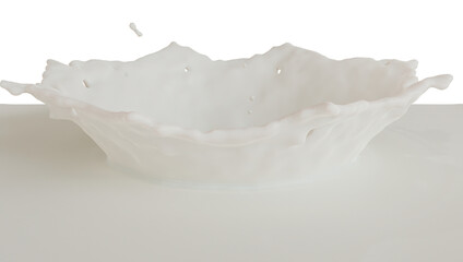 Splash of white milk on transparent background