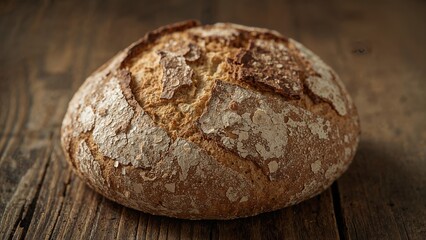 Naklejka premium Freshly made classic bread placed on a wooden table