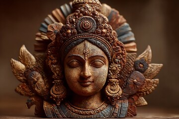 Fototapeta premium Majestic lakshmi idol with fine craftsmanship high resolution picture
