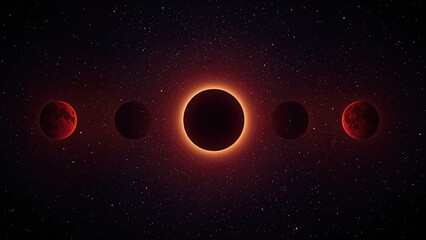 Fototapeta na wymiar Stages of the Moon's Shadow During a Total Eclipse