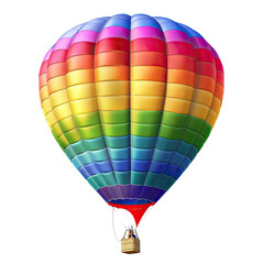 Naklejka premium Colorful hot air balloon ascends, clear sky, travel poster