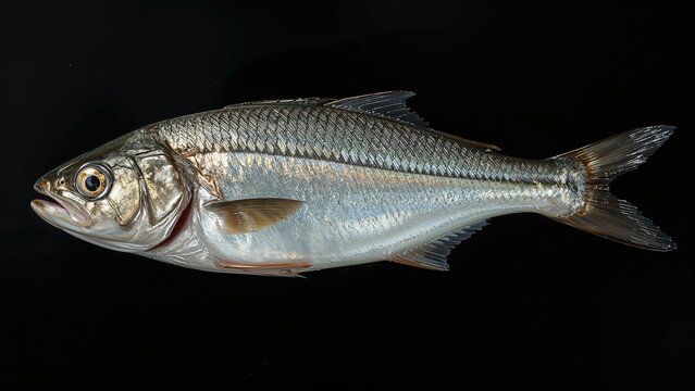 Hilsa fish freshly chopped on a dark background