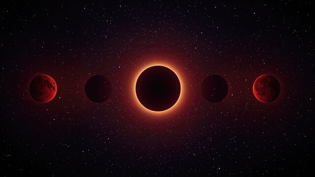 Stages of the Moon's Shadow During a Total Eclipse