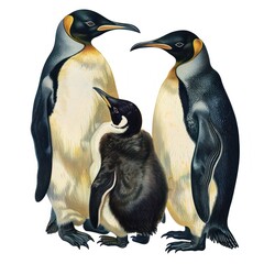 Obraz premium Family of emperor penguins illustration