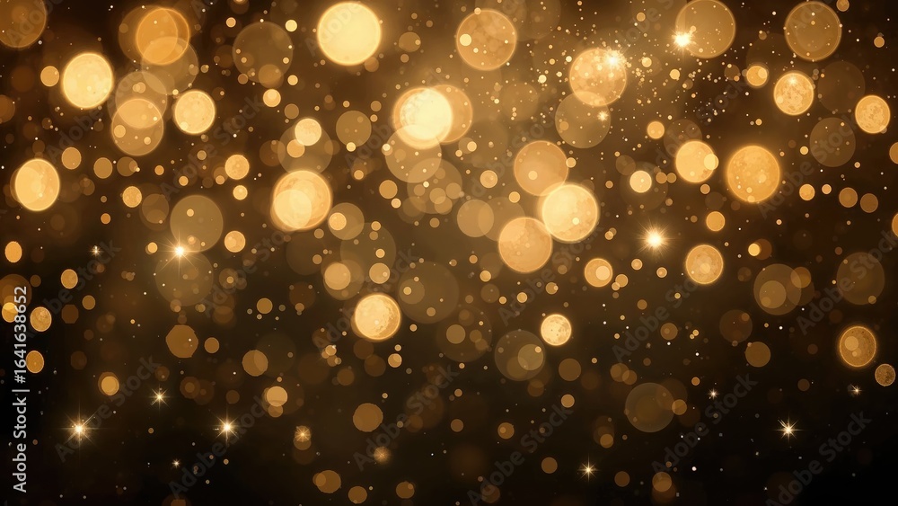 Aufkleber bright golden bokeh glow on a smooth background. festive sparkling stars for joyful events. design o