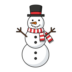 snowman with red hat on white background 