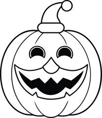 Halloween pumpkin face line art illustration