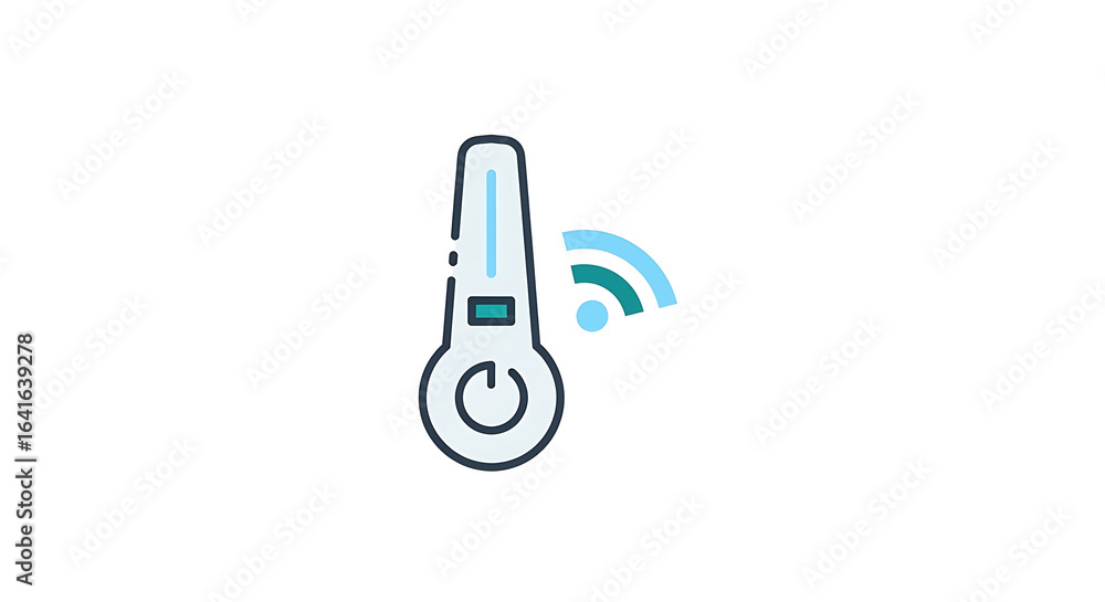 Aufkleber illustration of a smart thermometer with wifi symbol on a white background in a simple style