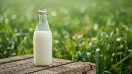 Pure milk displayed on a green background