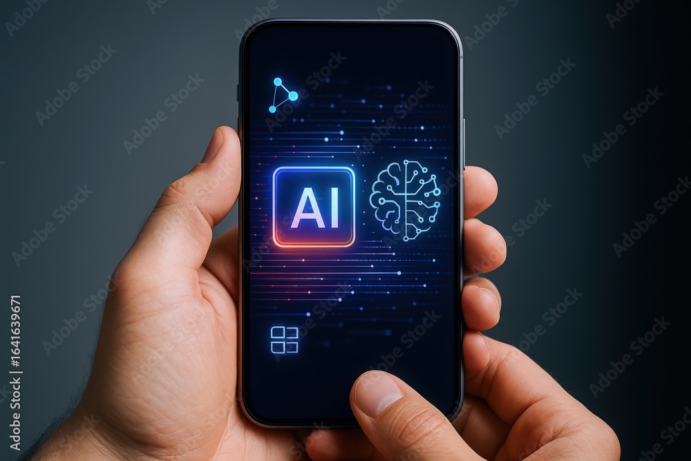 Poster ai powered smartphone app: innovative technology and digital transformation solution for modern mobi